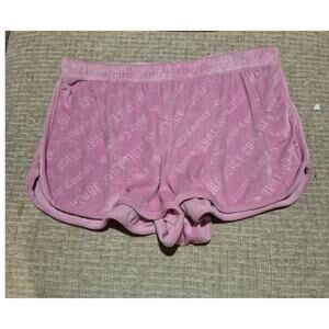 Juicy Couture Pink Velour Sleep Shorts – All-Over Embossed Logo Print
